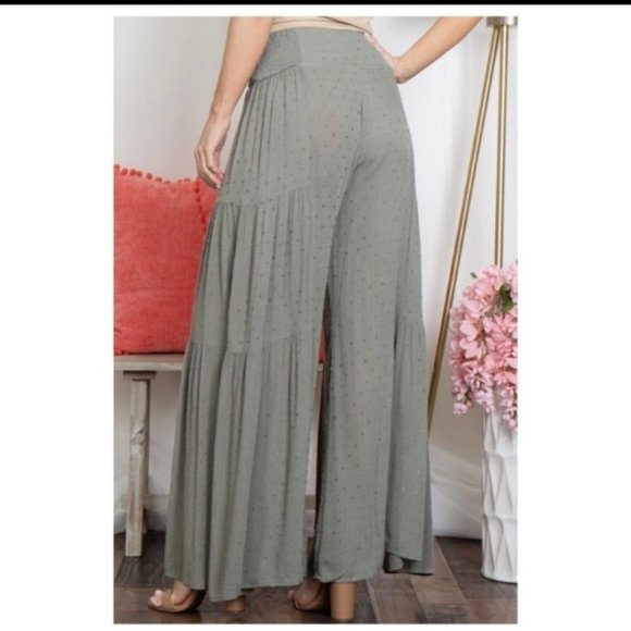 easel Pants - 🛍️2/$20🛍️SAGE HIGH WAIST SWISS DOT PALAZZO PANTS-NEW